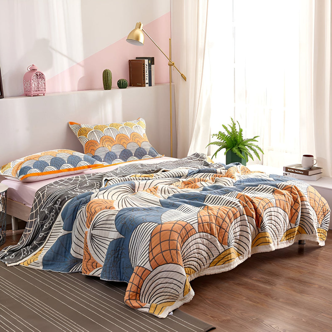 MuschelTraum: Coperte in cotone dallo stile elegante a motivo scallop con una lussuosa sensazione di cotone – per divano e soggiorno