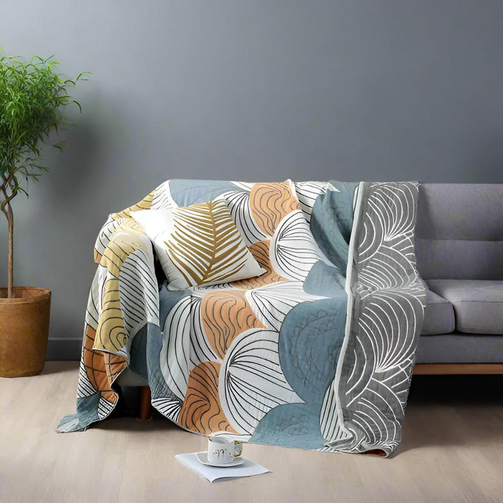 MuschelTraum: Coperte in cotone dallo stile elegante a motivo scallop con una lussuosa sensazione di cotone – per divano e soggiorno