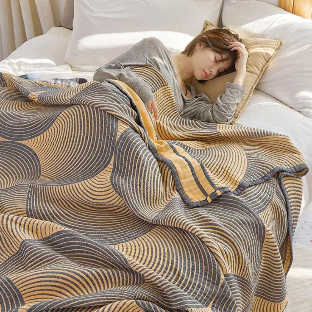 MuslinEleganz: Coperta in cotone reversibile in mussola a 4 strati – per camera da letto e soggiorno