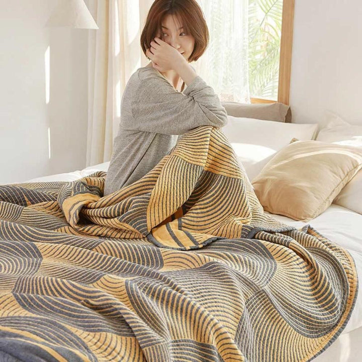 MuslinEleganz: Coperta in cotone reversibile in mussola a 4 strati – per camera da letto e soggiorno