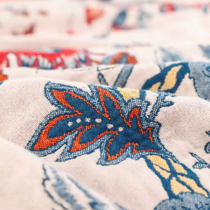 NaturBlüte: Coperte in cotone dallo stile botanico retrò con texture traspirante e look elegante – per divano e lounge