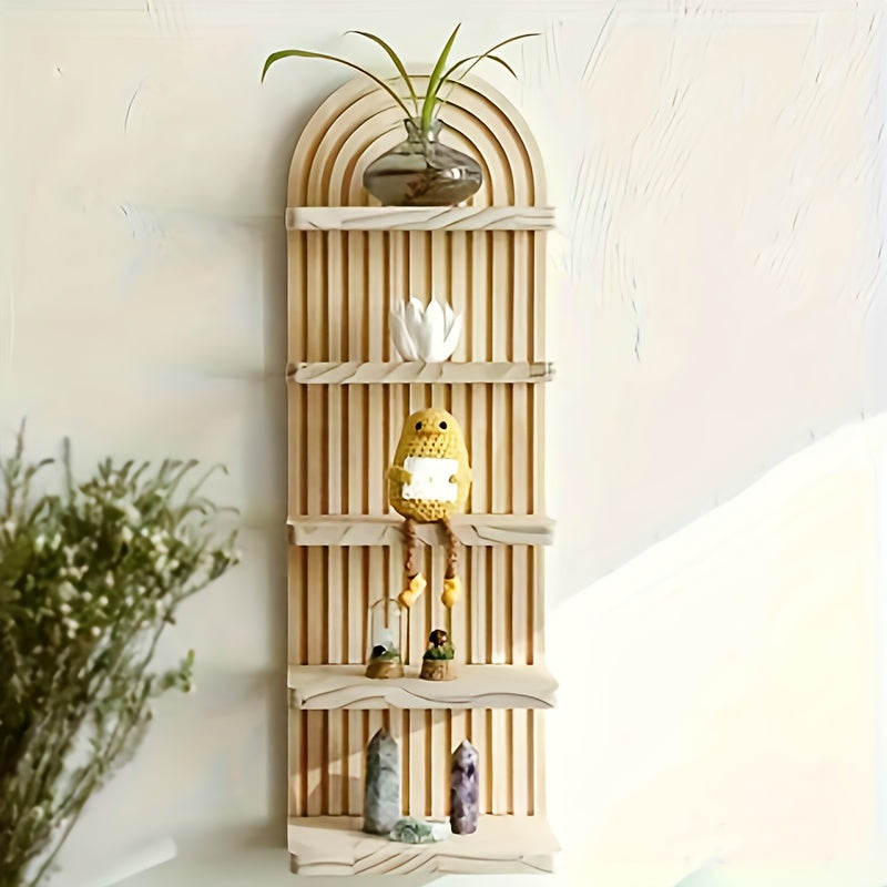 NaturBogen: Mensola decorativa da parete con 3 o 5 ripiani – robusta, salvaspazio e sospesa, in design legno bianco con struttura rigata per bagno e cucina