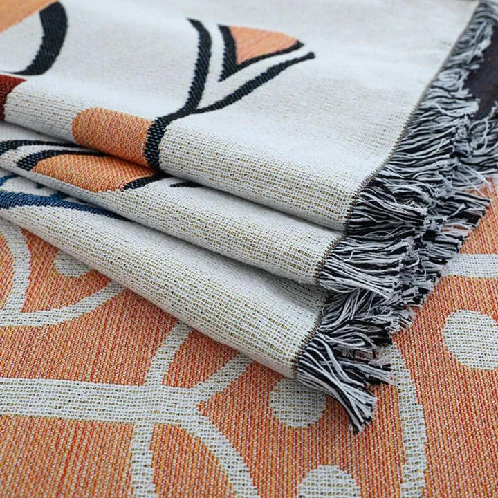 NaturFransen: Copertura per divano in elegante cotone-lino con frange decorative e protezione resistente – per divano e camera da letto