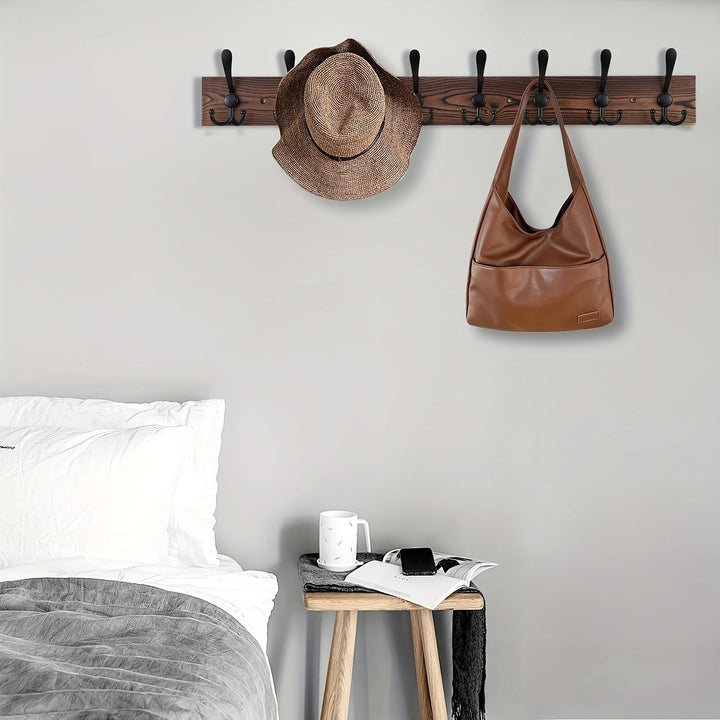 NaturHaken: Appendiabiti da parete – design in legno scuro, decorativo e salvaspazio per bagno e soggiorno