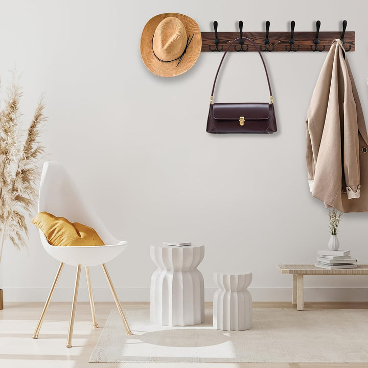NaturHaken: Appendiabiti da parete – design in legno scuro, decorativo e salvaspazio per bagno e soggiorno