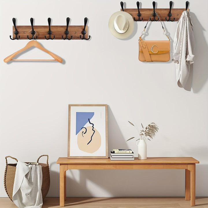 NaturHaken: Appendiabiti da parete – design in legno scuro, decorativo e salvaspazio per bagno e soggiorno