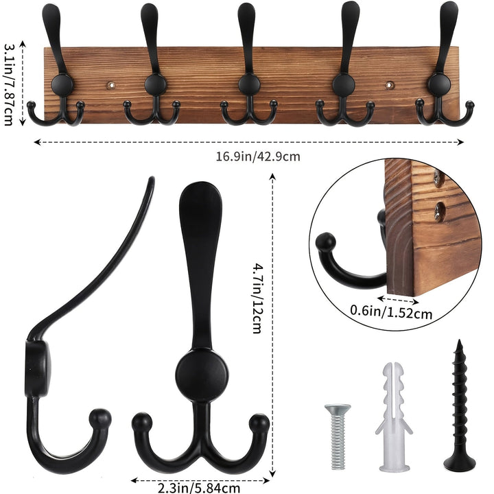 NaturHaken: Appendiabiti da parete – design in legno scuro, decorativo e salvaspazio per bagno e soggiorno