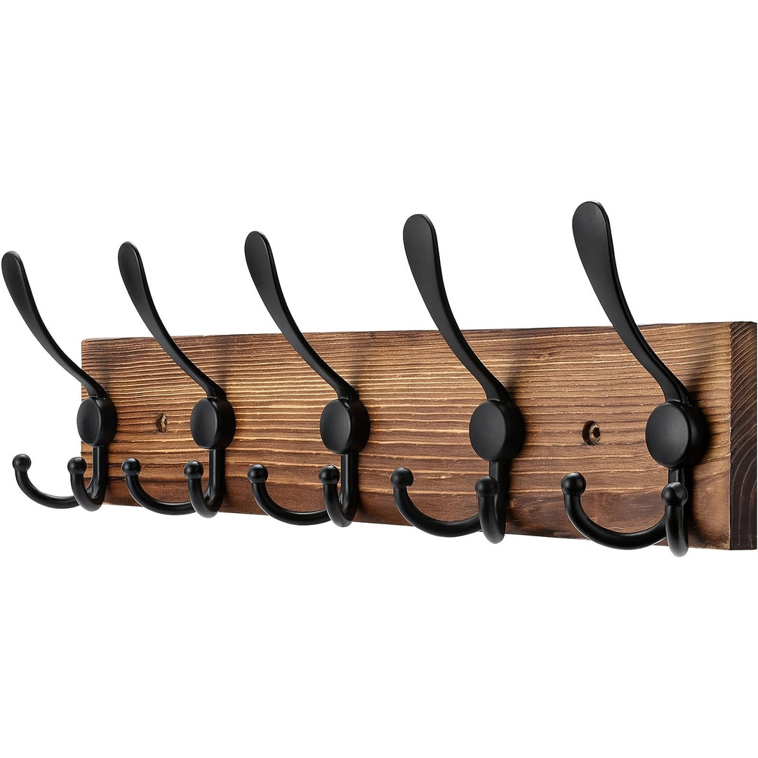 NaturHaken: Appendiabiti da parete – design in legno scuro, decorativo e salvaspazio per bagno e soggiorno