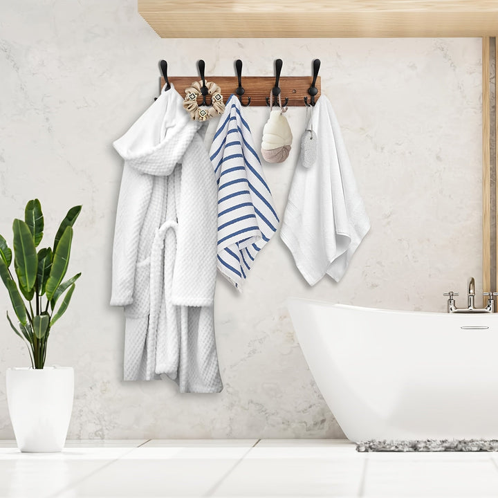 NaturHaken: Appendiabiti da parete – design in legno scuro, decorativo e salvaspazio per bagno e soggiorno
