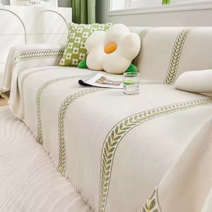 NaturWebstuhl: Copertura per divano con motivo fogliare in lussuosa chenille con comfort antiscivolo – per divano e soggiorno
