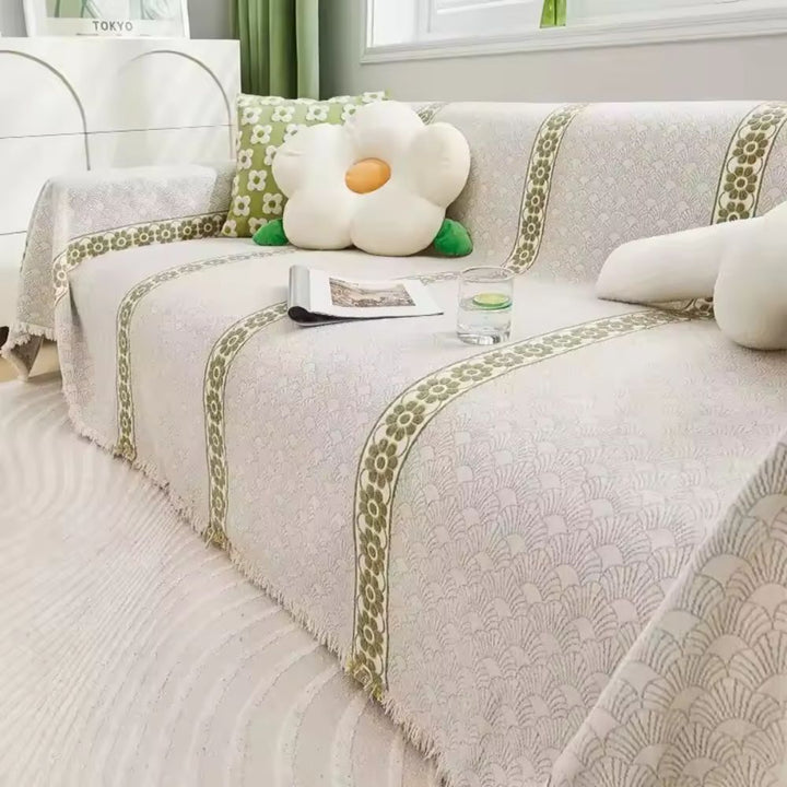NaturWebstuhl: Copertura per divano con motivo fogliare in lussuosa chenille con comfort antiscivolo – per divano e soggiorno