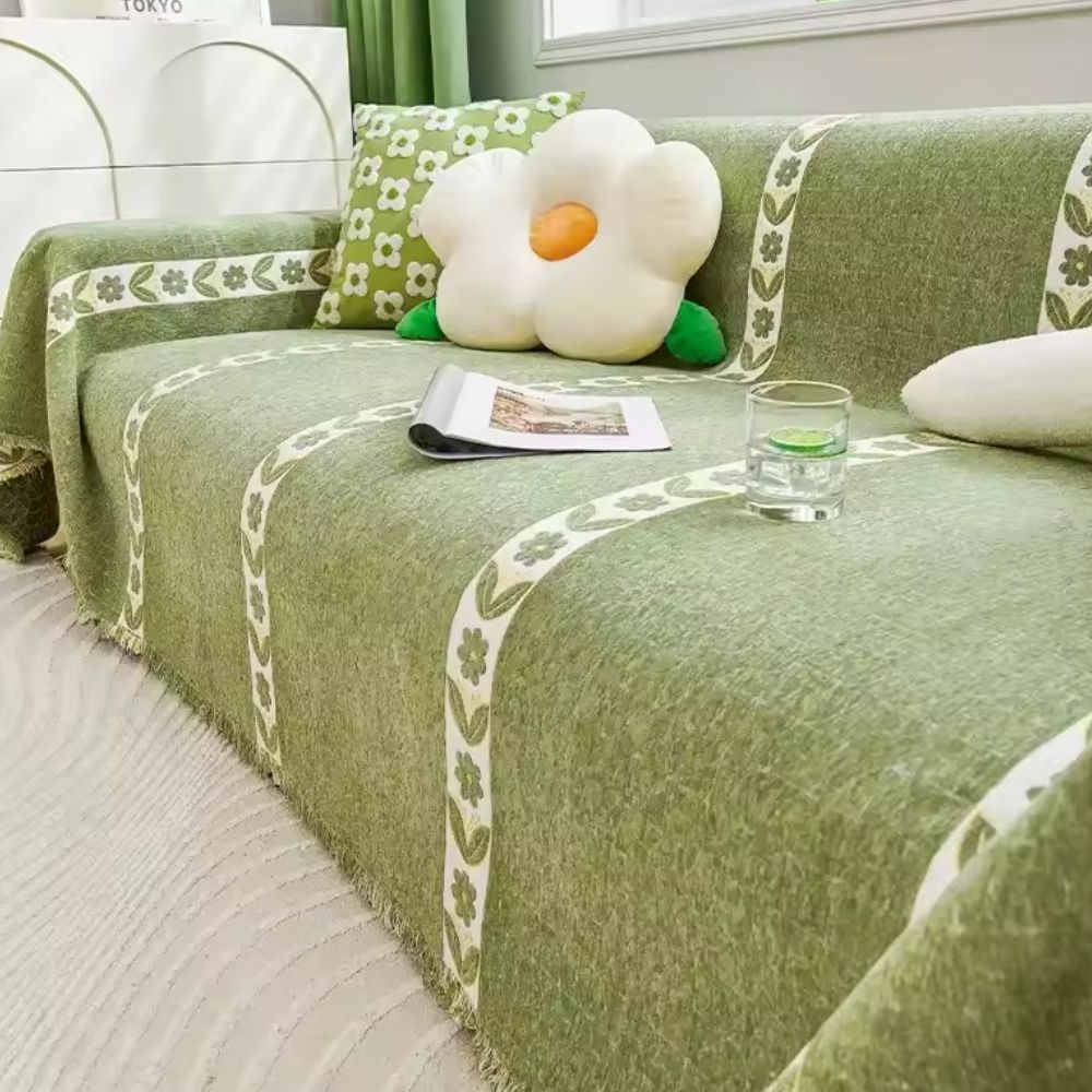 NaturWebstuhl: Copertura per divano con motivo fogliare in lussuosa chenille con comfort antiscivolo – per divano e soggiorno