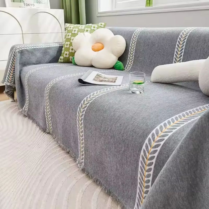NaturWebstuhl: Copertura per divano con motivo fogliare in lussuosa chenille con comfort antiscivolo – per divano e soggiorno