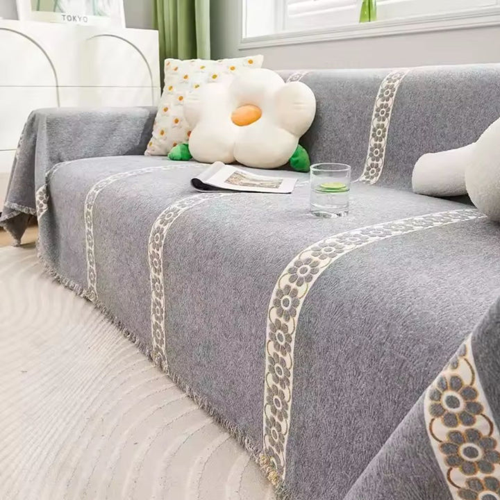 NaturWebstuhl: Copertura per divano con motivo fogliare in lussuosa chenille con comfort antiscivolo – per divano e soggiorno