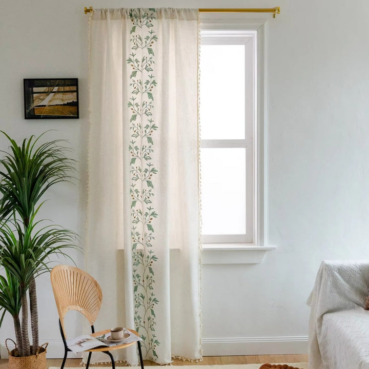 NaturWeide: Tenda con motivo floreale e frange – elegante e decorativa per soggiorno e camera da letto