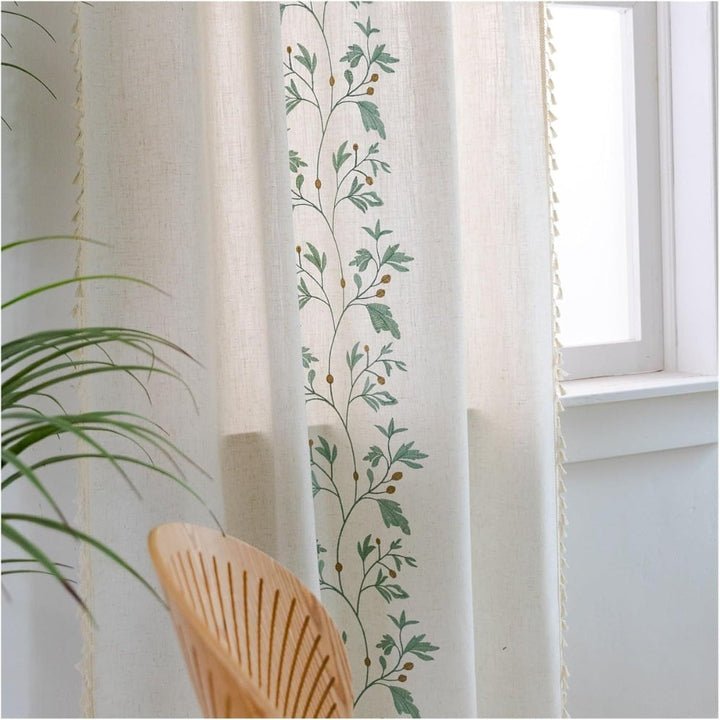NaturWeide: Tenda con motivo floreale e frange – elegante e decorativa per soggiorno e camera da letto