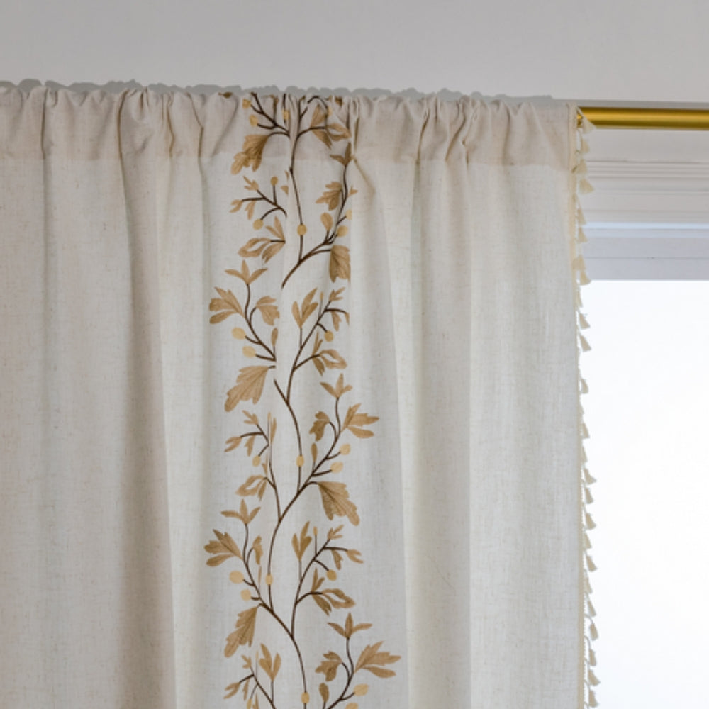 NaturWeide: Tenda con motivo floreale e frange – elegante e decorativa per soggiorno e camera da letto
