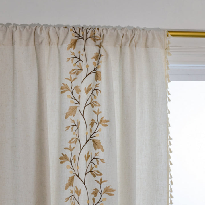NaturWeide: Tenda con motivo floreale e frange – elegante e decorativa per soggiorno e camera da letto