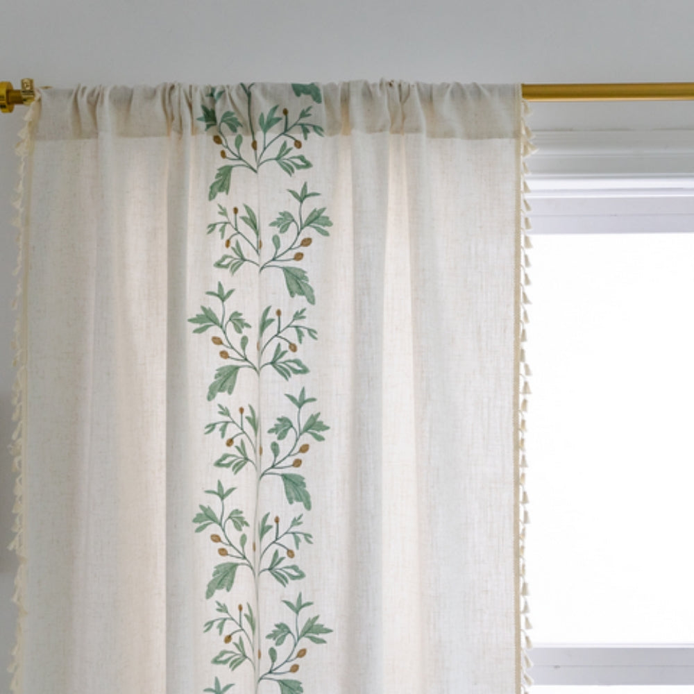 NaturWeide: Tenda con motivo floreale e frange – elegante e decorativa per soggiorno e camera da letto