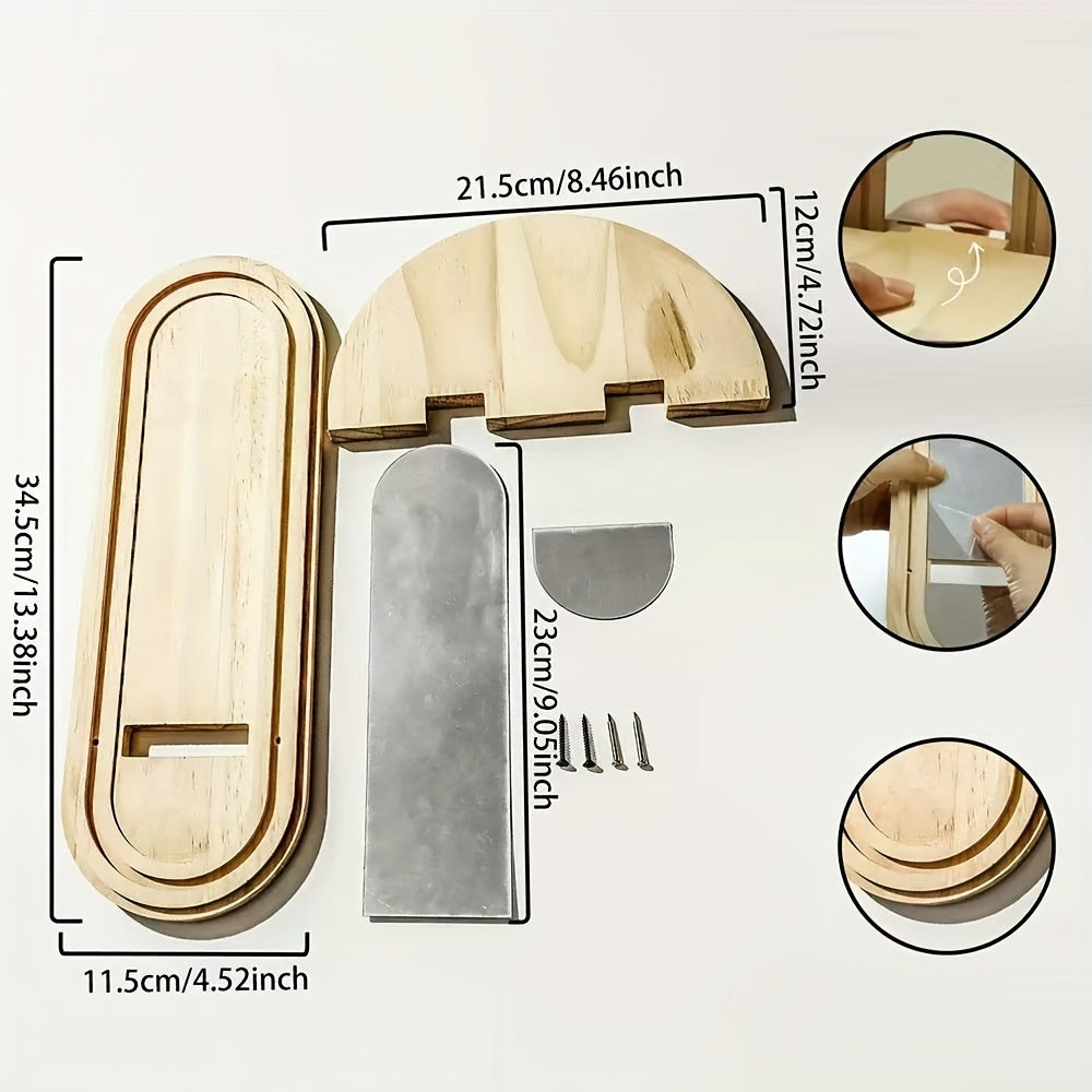 NatürlicherReflex: Mensole da parete in legno – salvaspazio, eleganti e sospese nel design nordico con specchio per soggiorno e studio