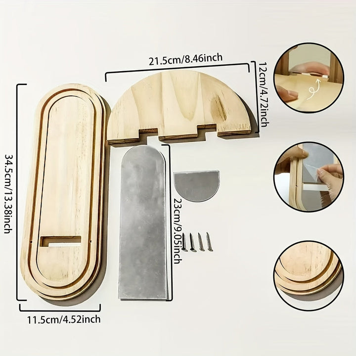 NatürlicherReflex: Mensole da parete in legno – salvaspazio, eleganti e sospese nel design nordico con specchio per soggiorno e studio