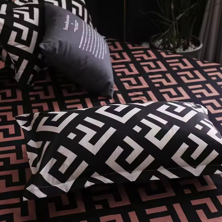 GeoMystik: Set copripiumino moderno – morbido, traspirante e decorativo con motivo geometrico per camera da letto