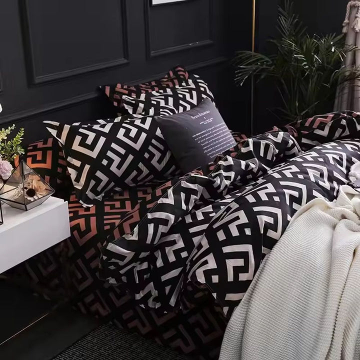 GeoMystik: Set copripiumino moderno – morbido, traspirante e decorativo con motivo geometrico per camera da letto