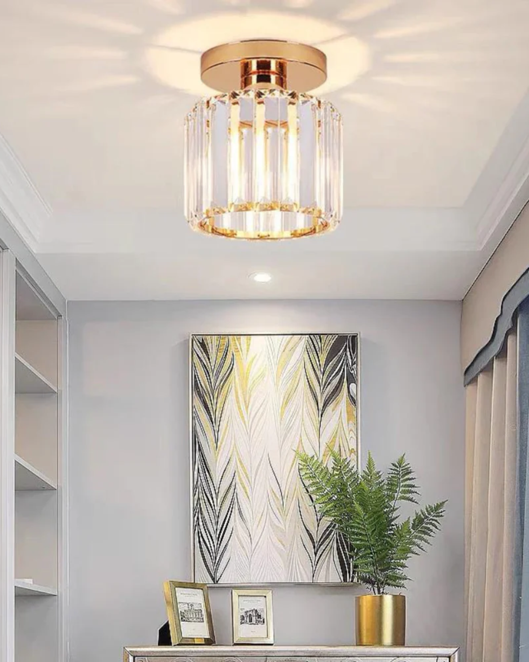 NoireLuxe: Lampada da soffitto moderna nera con paralume in vetro sfaccettato e luce bianca calda – per sala da pranzo e corridoio