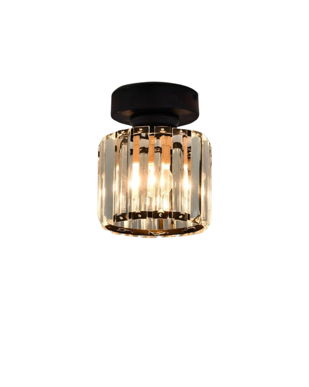 NoireLuxe: Lampada da soffitto moderna nera con paralume in vetro sfaccettato e luce bianca calda – per sala da pranzo e corridoio