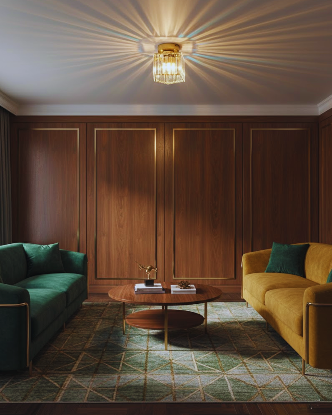 NoireLuxe: Lampada da soffitto moderna nera con paralume in vetro sfaccettato e luce bianca calda – per sala da pranzo e corridoio