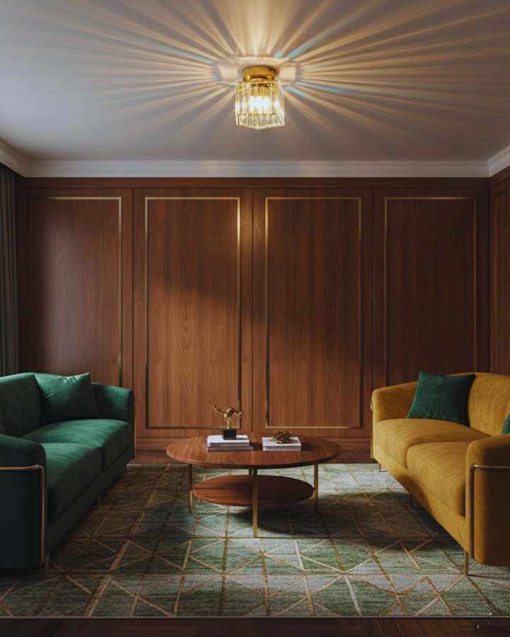 NoireLuxe: Lampada da soffitto moderna nera con paralume in vetro sfaccettato e luce bianca calda – per sala da pranzo e corridoio