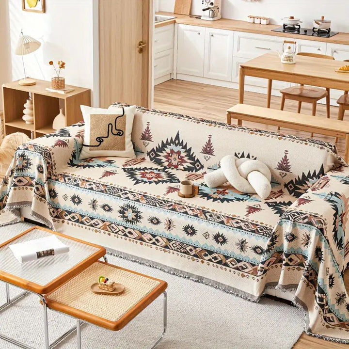 Tessuto Nomade: Copertura per divano in pregiata chenille con motivo artistico e comfort accogliente – per divano e lounge