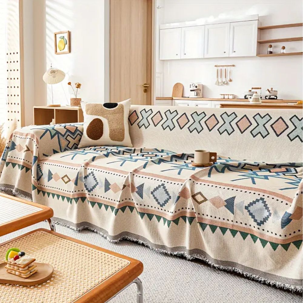 Tessuto Nomade: Copertura per divano in pregiata chenille con motivo artistico e comfort accogliente – per divano e lounge