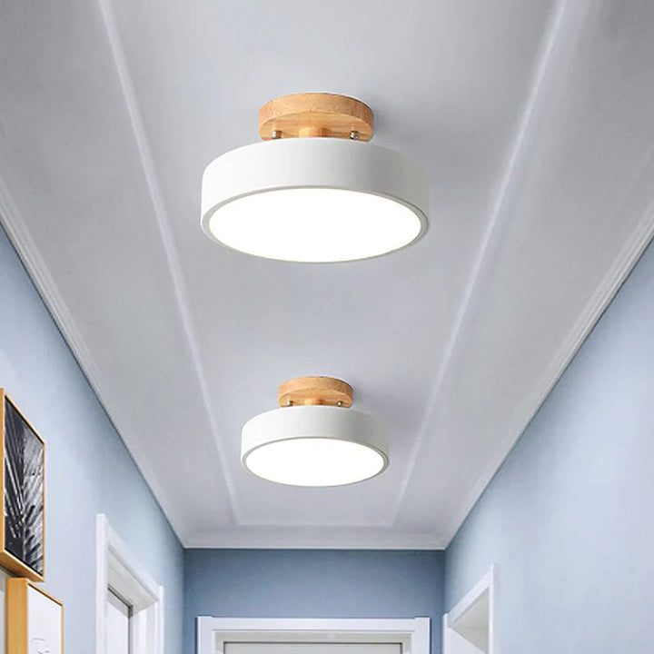 NordAcorn: Lampada da soffitto in legno in stile scandinavo – Moderna lampada a soffitto a LED per corridoio e camera da letto