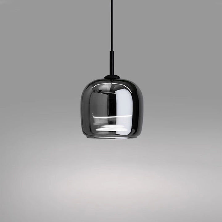 NordGlas: Lampada a sospensione in vetro nero dal design nordico – Moderno lampadario LED