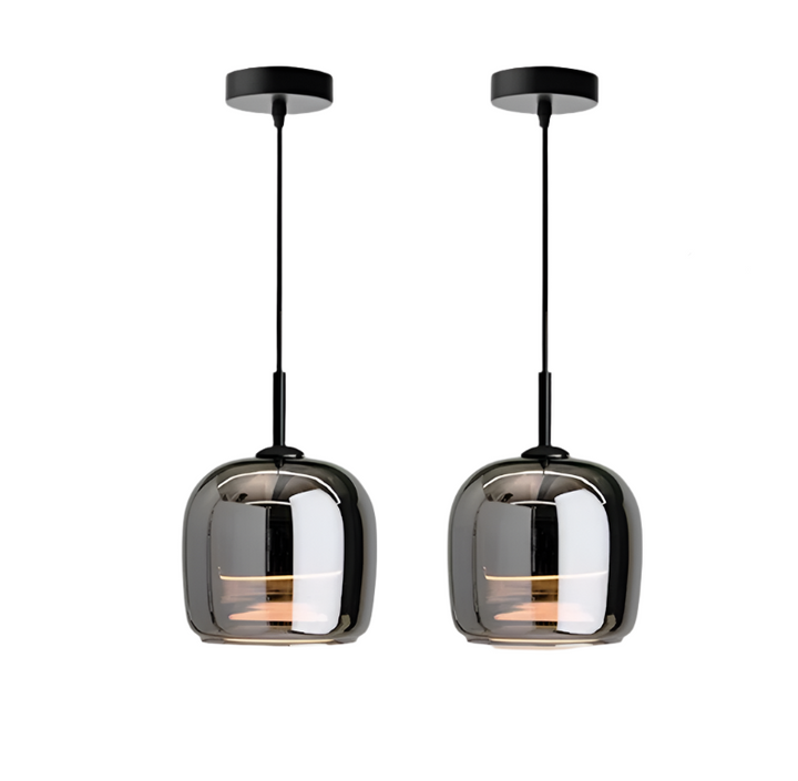 NordGlas: Lampada a sospensione in vetro nero dal design nordico – Moderno lampadario LED