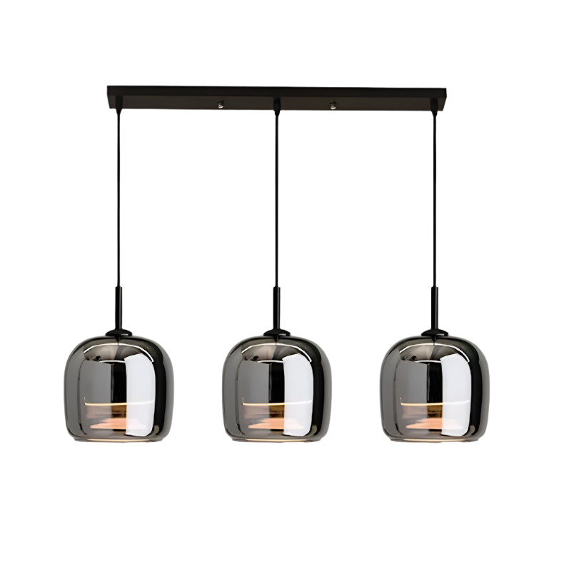 NordGlas: Lampada a sospensione in vetro nero dal design nordico – Moderno lampadario LED
