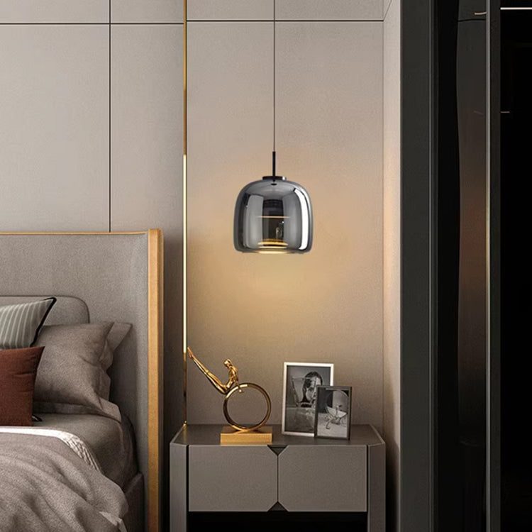 NordGlas: Lampada a sospensione in vetro nero dal design nordico – Moderno lampadario LED