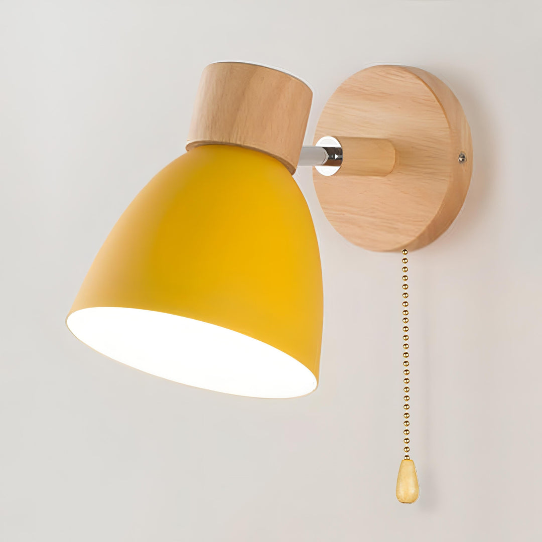 NordLuma: Applique Scandinava in Legno e Metallo – Lampada a Muro LED con Interruttore a Cordino per Camera da Letto e Corridoio