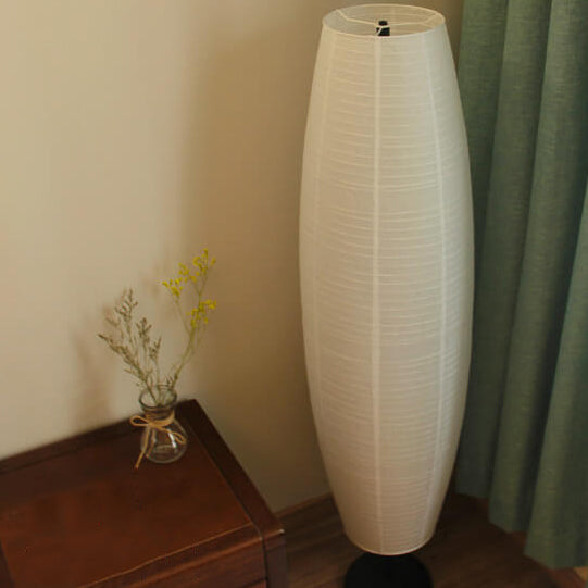 NordSäule: Lampada da terra moderna con paralume in carta di cotone e telaio in metallo, 2 fiamme LED – ideale per soggiorni e stanze di lettura
