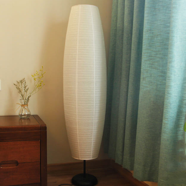 NordSäule: Lampada da terra moderna con paralume in carta di cotone e telaio in metallo, 2 fiamme LED – ideale per soggiorni e stanze di lettura