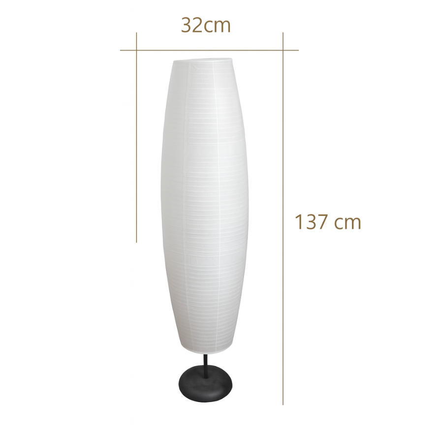 NordSäule: Lampada da terra moderna con paralume in carta di cotone e telaio in metallo, 2 fiamme LED – ideale per soggiorni e stanze di lettura