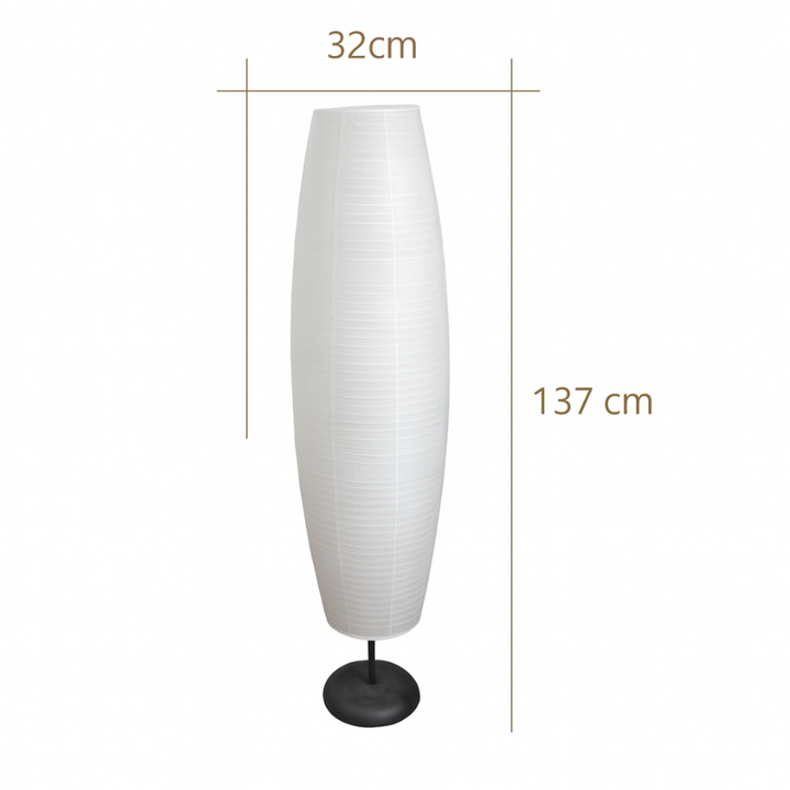 NordSäule: Lampada da terra moderna con paralume in carta di cotone e telaio in metallo, 2 fiamme LED – ideale per soggiorni e stanze di lettura