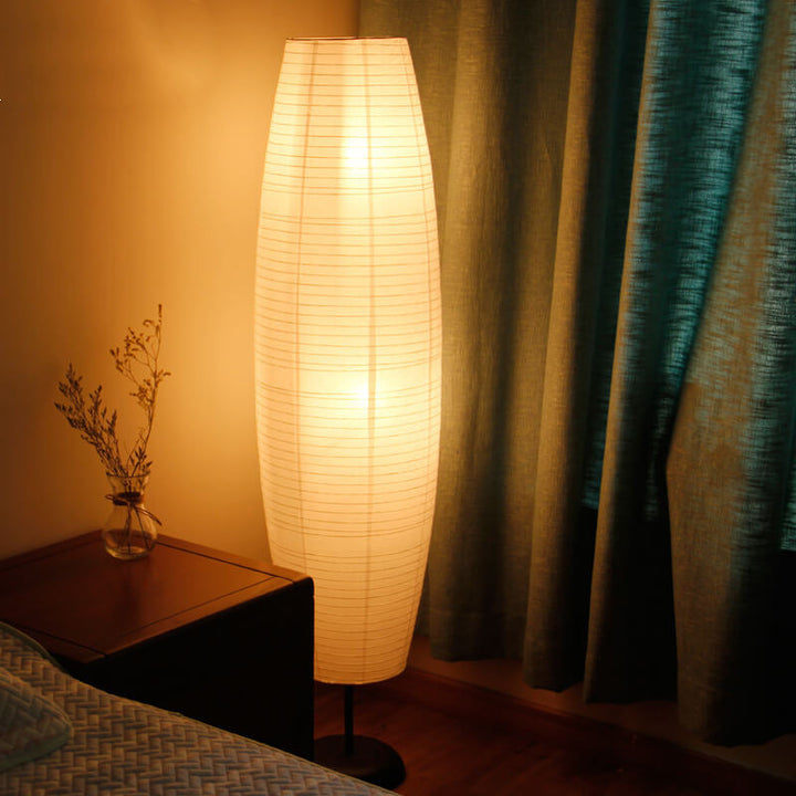 NordSäule: Lampada da terra moderna con paralume in carta di cotone e telaio in metallo, 2 fiamme LED – ideale per soggiorni e stanze di lettura