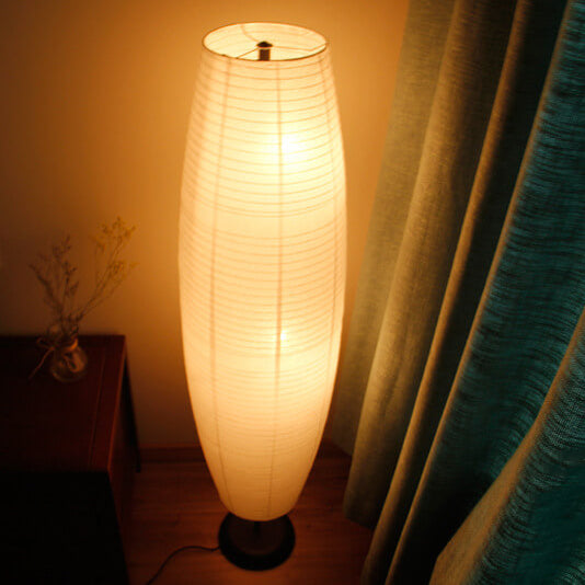 NordSäule: Lampada da terra moderna con paralume in carta di cotone e telaio in metallo, 2 fiamme LED – ideale per soggiorni e stanze di lettura