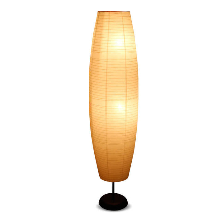 NordSäule: Lampada da terra moderna con paralume in carta di cotone e telaio in metallo, 2 fiamme LED – ideale per soggiorni e stanze di lettura