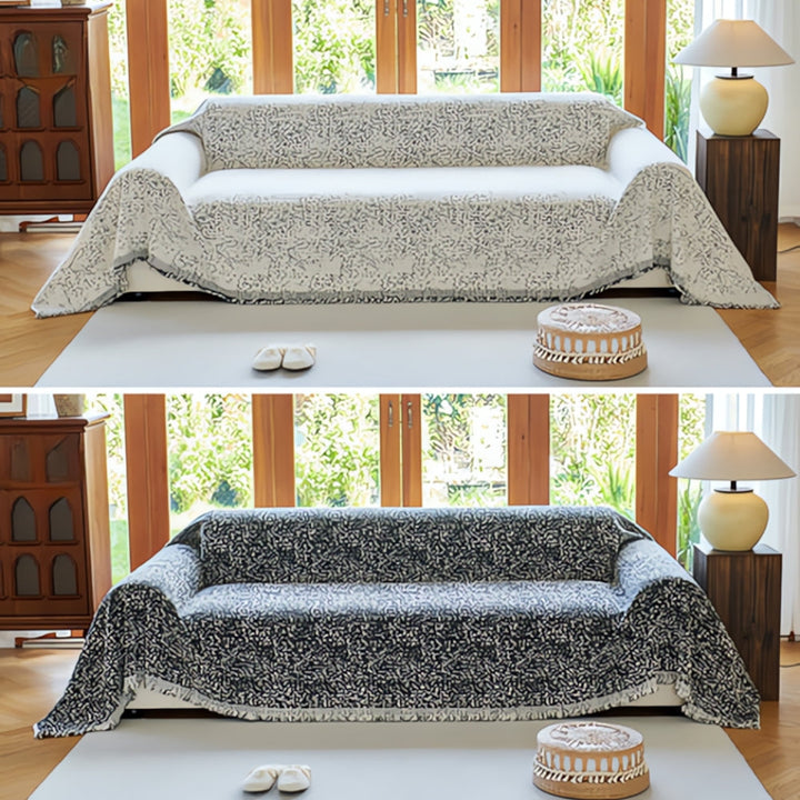 NordWeave: Copridivano reversibile in stile Boho – Rivestimento per divano scandinavo in cotone e microfibra