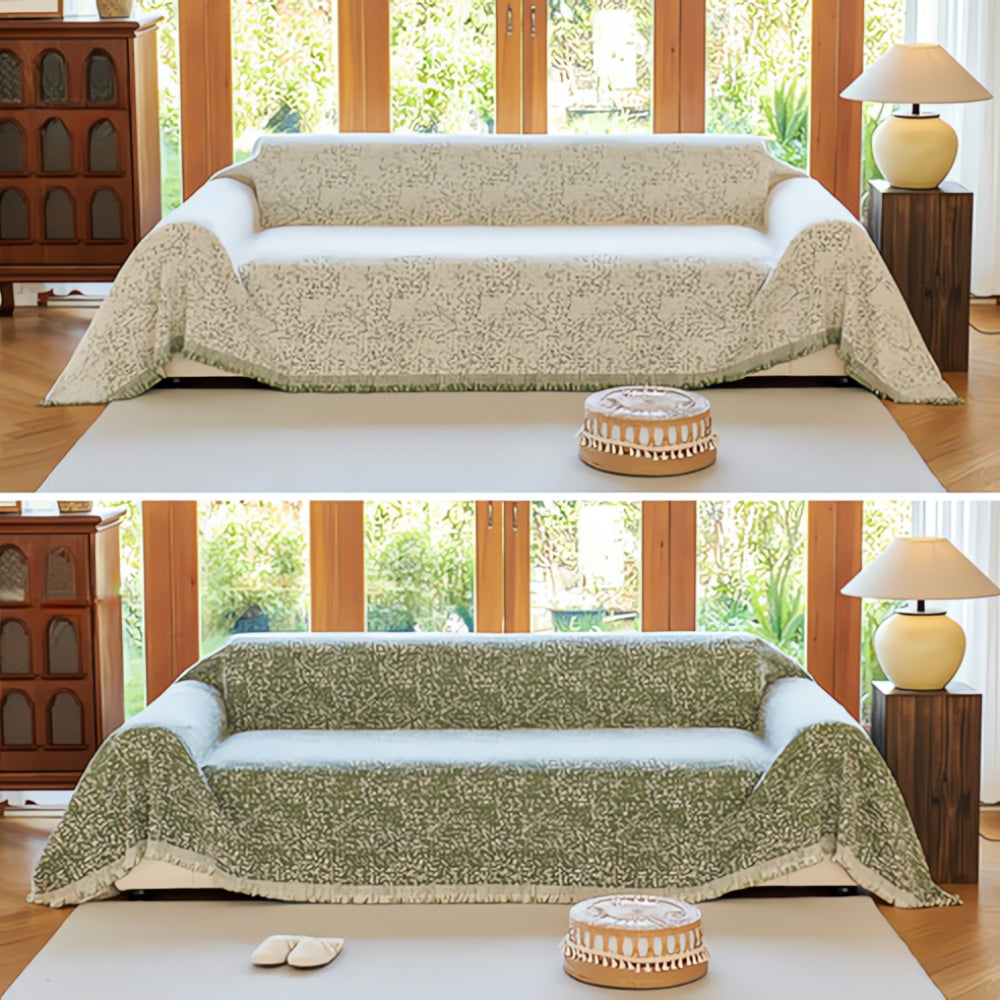 NordWeave: Copridivano reversibile in stile Boho – Rivestimento per divano scandinavo in cotone e microfibra