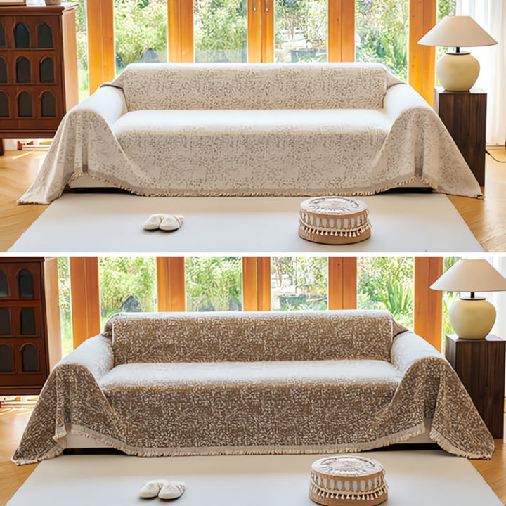 NordWeave: Copridivano reversibile in stile Boho – Rivestimento per divano scandinavo in cotone e microfibra