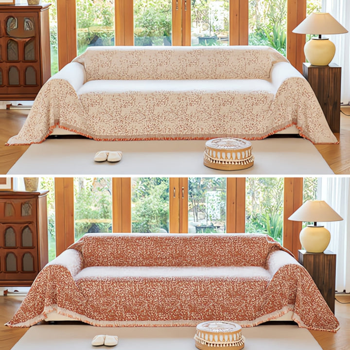 NordWeave: Copridivano reversibile in stile Boho – Rivestimento per divano scandinavo in cotone e microfibra
